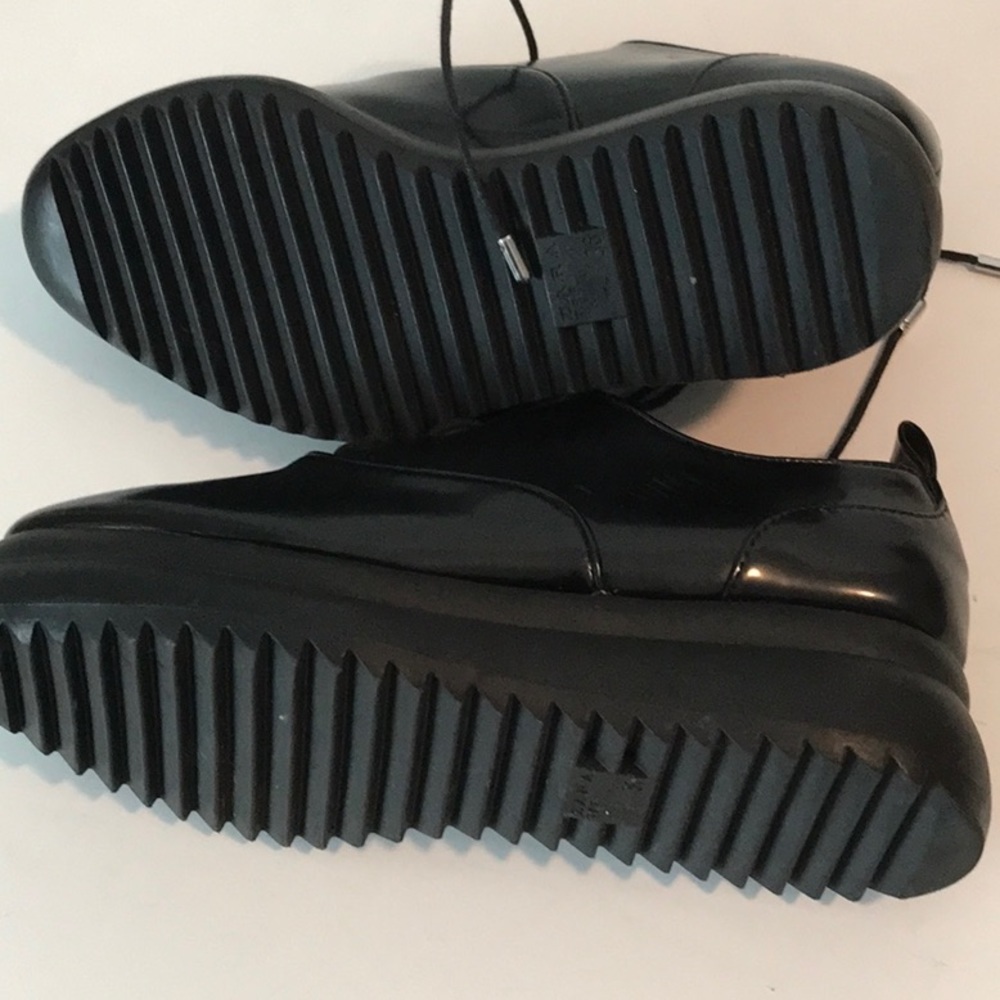 ZARA BLACK Derby Oxford Platform Faux PATENT LEATHER SHOES Size 5/EU36 NWOT - Picture 11 of 16